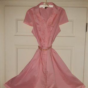 Pink Shirtdress: Talbot's; Sz 14 NWOT; Lined, Ruffle, Retro, Easter 50's, Pastel